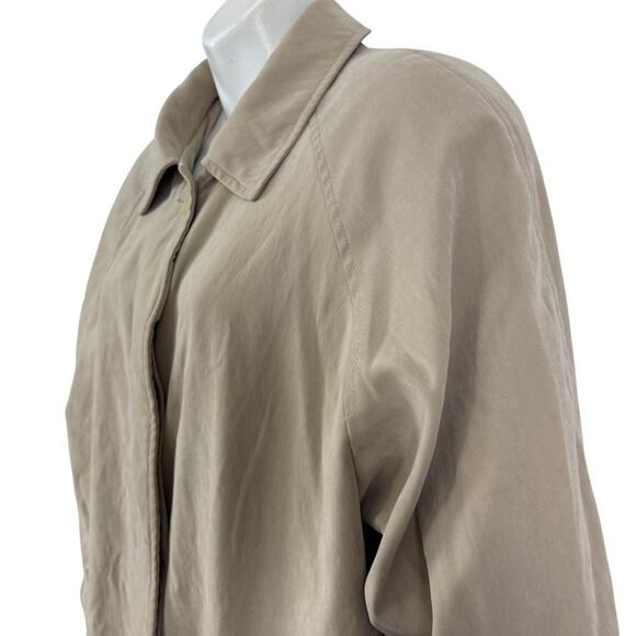 Talbots Womens Beige Tench Coat Jacket Lined Mid Length Casual Classic sz 8 - Picture 10 of 16